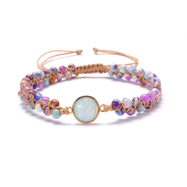 Stone Wrap Bracelets Femme Amethysts Opal String Braided Yoga Friendship Bracelet Bangle Bohemian Jewellery Bijou'KAEL