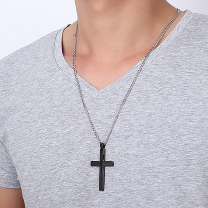 Stainless Steel Cross Pendant Gold Sweater Necklace Black Foreign Trade Accessories Jewellery Accessories Wholesale PN-572 Bijou'KAEL