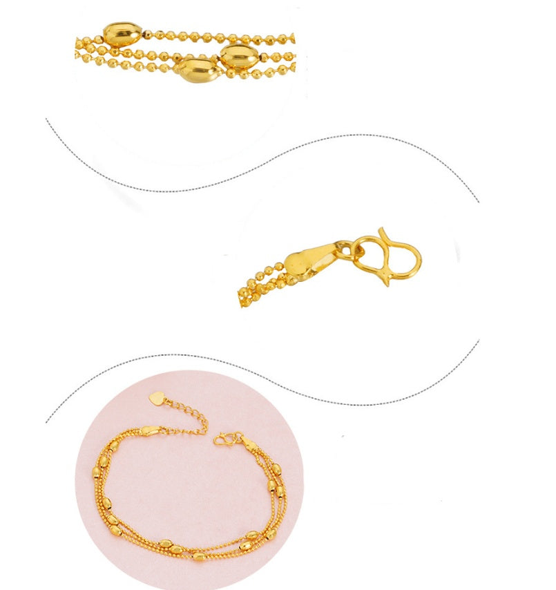 Brass Jewellery Accessories, Gold-Plated Three-Wire Turn & Transport Bracelet, Ladies Vietnam Sand Gold Jewelry New Product Multi-Wire Bracelet Bijou'KAEL