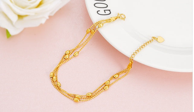 Brass Jewellery Accessories, Gold-Plated Three-Wire Turn & Transport Bracelet, Ladies Vietnam Sand Gold Jewelry New Product Multi-Wire Bracelet Bijou'KAEL