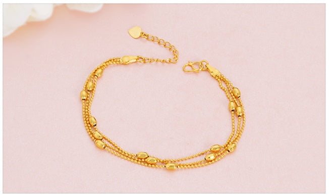 Brass Jewellery Accessories, Gold-Plated Three-Wire Turn & Transport Bracelet, Ladies Vietnam Sand Gold Jewelry New Product Multi-Wire Bracelet Bijou'KAEL