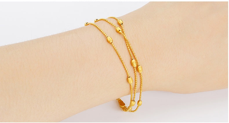 Brass Jewellery Accessories, Gold-Plated Three-Wire Turn & Transport Bracelet, Ladies Vietnam Sand Gold Jewelry New Product Multi-Wire Bracelet Bijou'KAEL