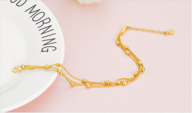 Brass Jewellery Accessories, Gold-Plated Three-Wire Turn & Transport Bracelet, Ladies Vietnam Sand Gold Jewelry New Product Multi-Wire Bracelet Bijou'KAEL