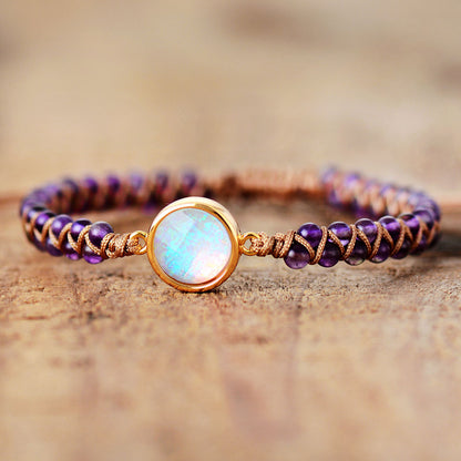 Stone Wrap Bracelets Femme Amethysts Opal String Braided Yoga Friendship Bracelet Bangle Bohemian Jewellery Bijou'KAEL