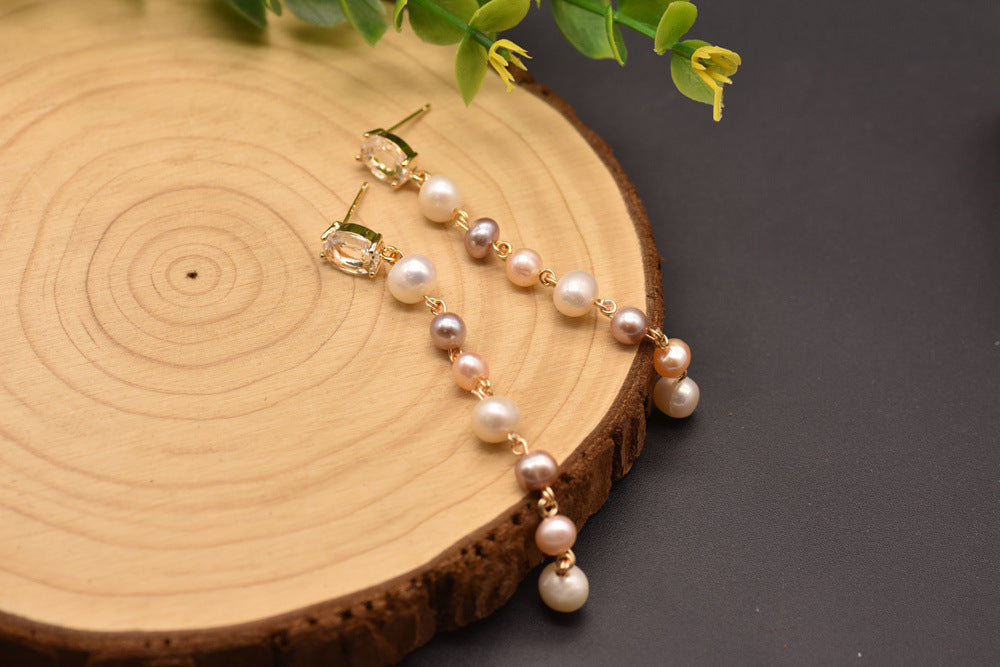 GLSEEVO High Quality Water Pearl Long Minimalist Earrings For Women Girl Birthday Party Original Design Jewellery GE0839 Bijou'KAEL