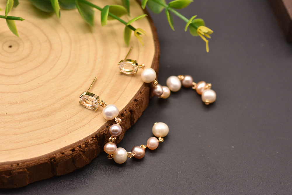 GLSEEVO High Quality Water Pearl Long Minimalist Earrings For Women Girl Birthday Party Original Design Jewellery GE0839 Bijou'KAEL