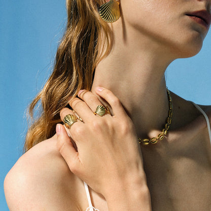 Stainless Steel Ring Ins Shell Bracelet Bijou'KAEL