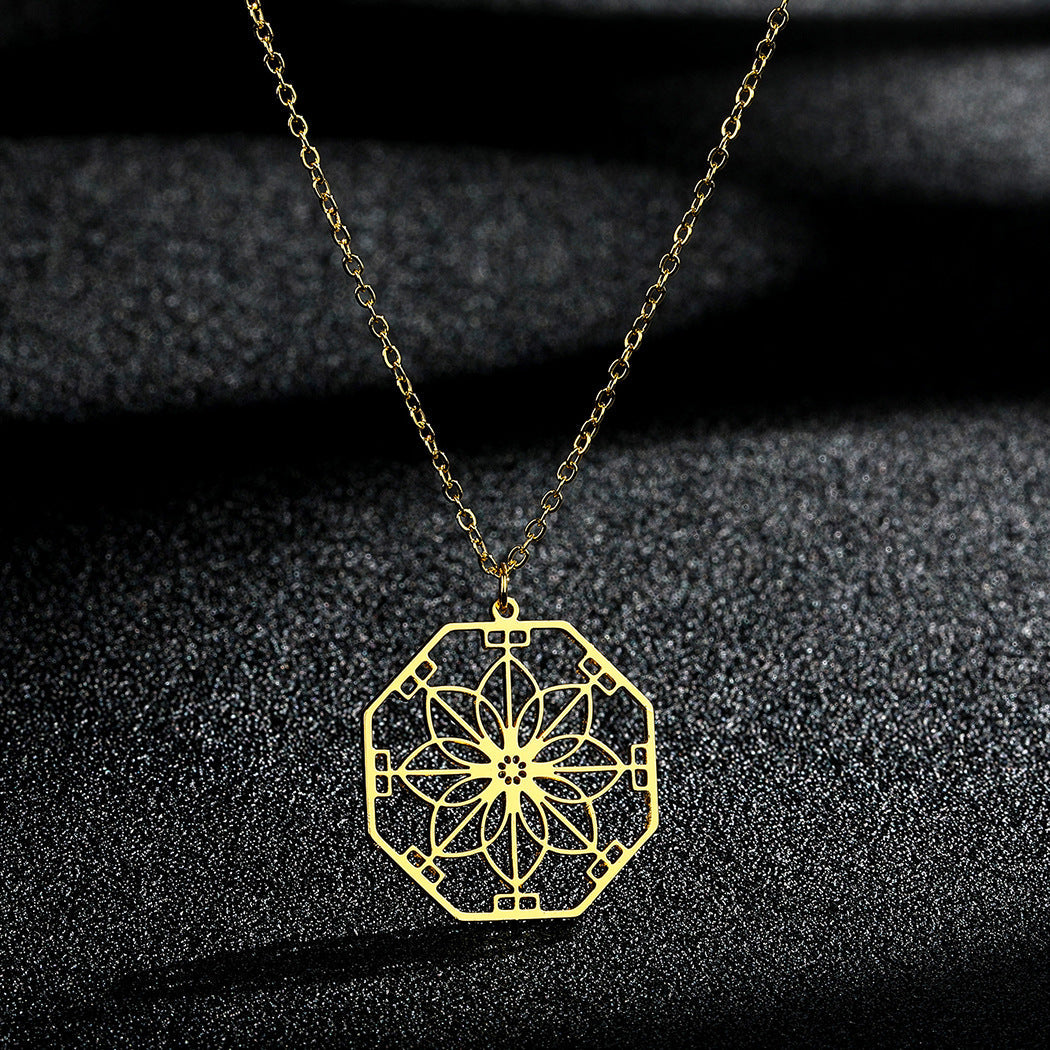 Mandala Flower Pendant Necklace Jewellery Bijou'KAEL