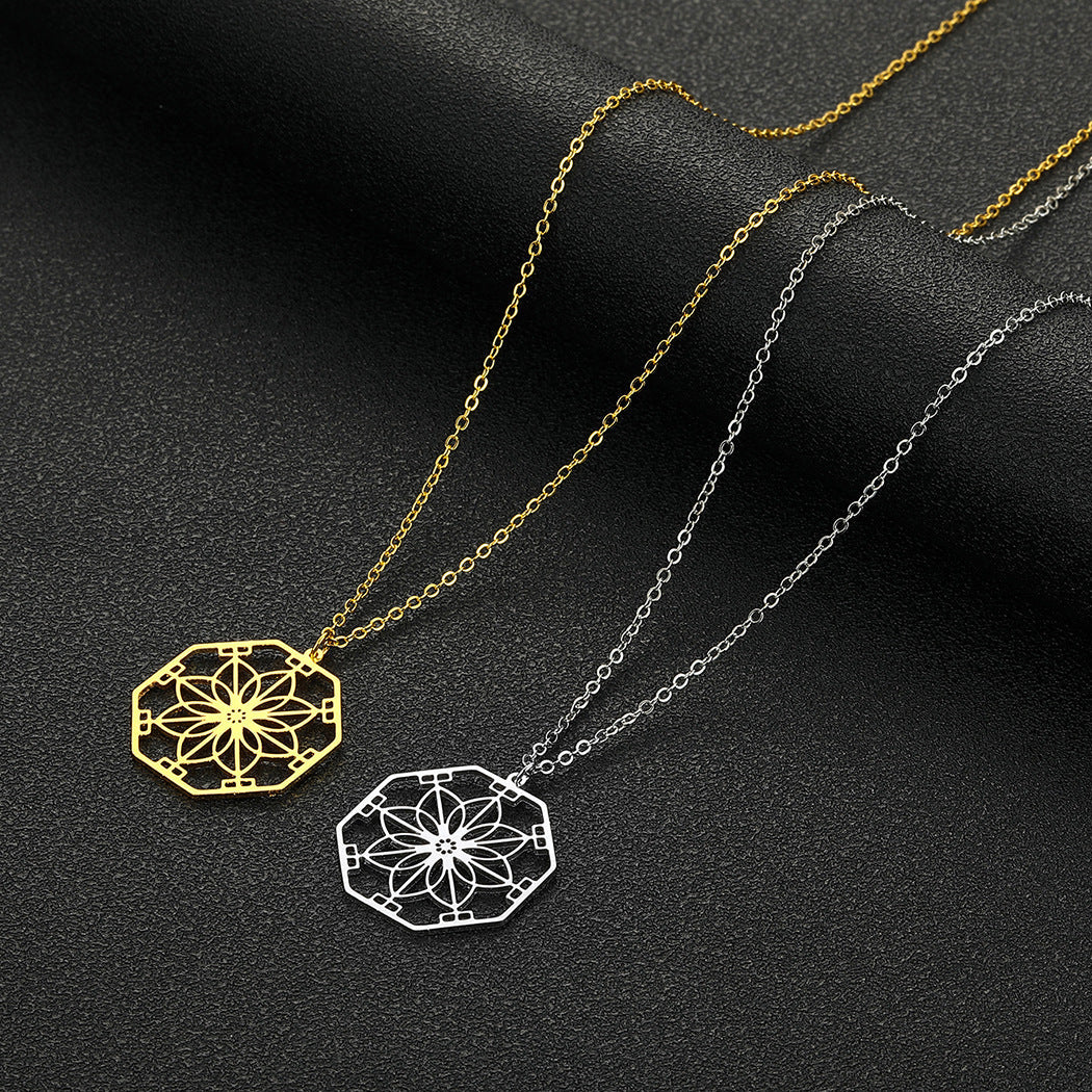 Mandala Flower Pendant Necklace Jewellery Bijou'KAEL