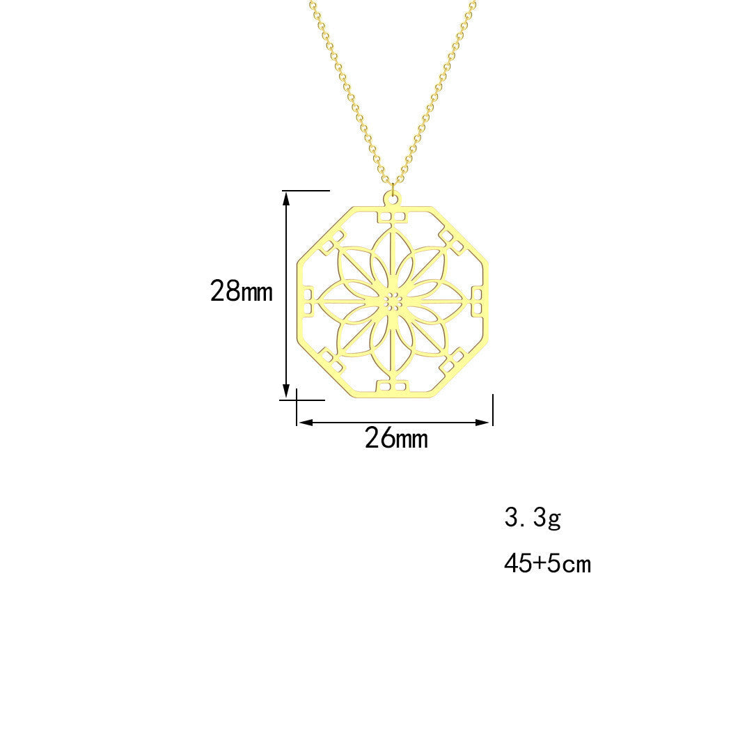 Mandala Flower Pendant Necklace Jewellery Bijou'KAEL