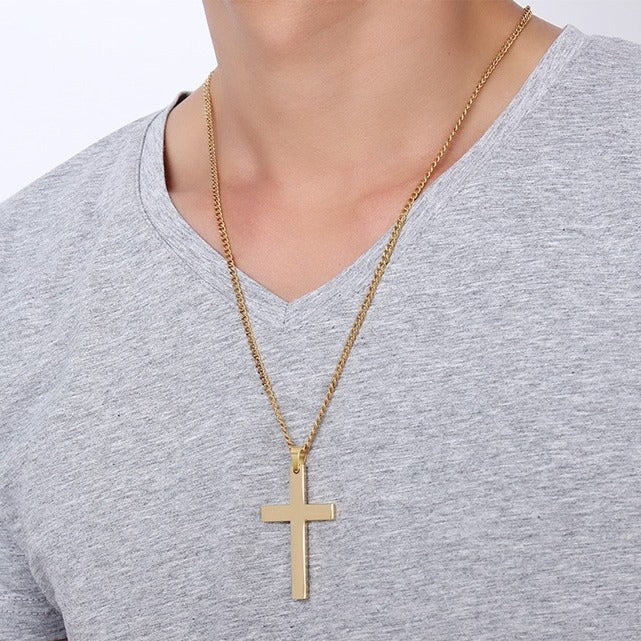 Stainless Steel Cross Pendant Gold Sweater Necklace Black Foreign Trade Accessories Jewellery Accessories Wholesale PN-572 Bijou'KAEL