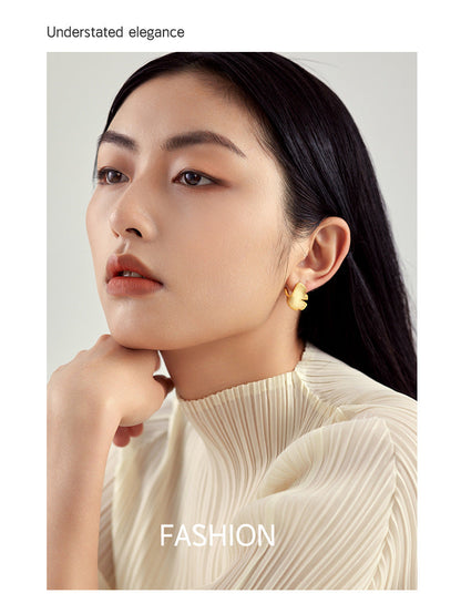 925 Sterling Silver Stud Earrings Earrings Female Plated 14k Gold Premium Sense Of Niche Design Ginkgo Biloba National Style Silver Jewellery Bijou'KAEL