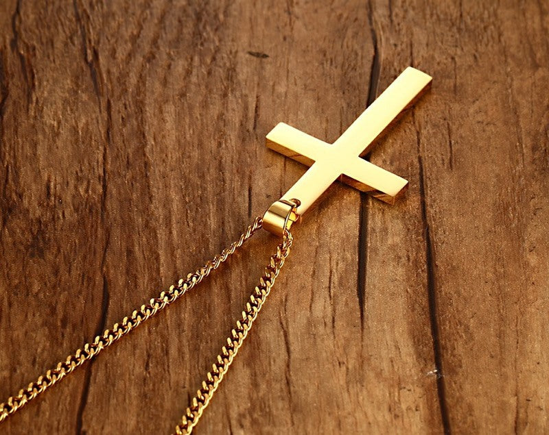 Stainless Steel Cross Pendant Gold Sweater Necklace Black Foreign Trade Accessories Jewellery Accessories Wholesale PN-572 Bijou'KAEL