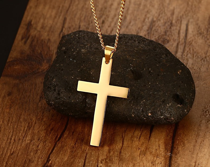 Stainless Steel Cross Pendant Gold Sweater Necklace Black Foreign Trade Accessories Jewellery Accessories Wholesale PN-572 Bijou'KAEL