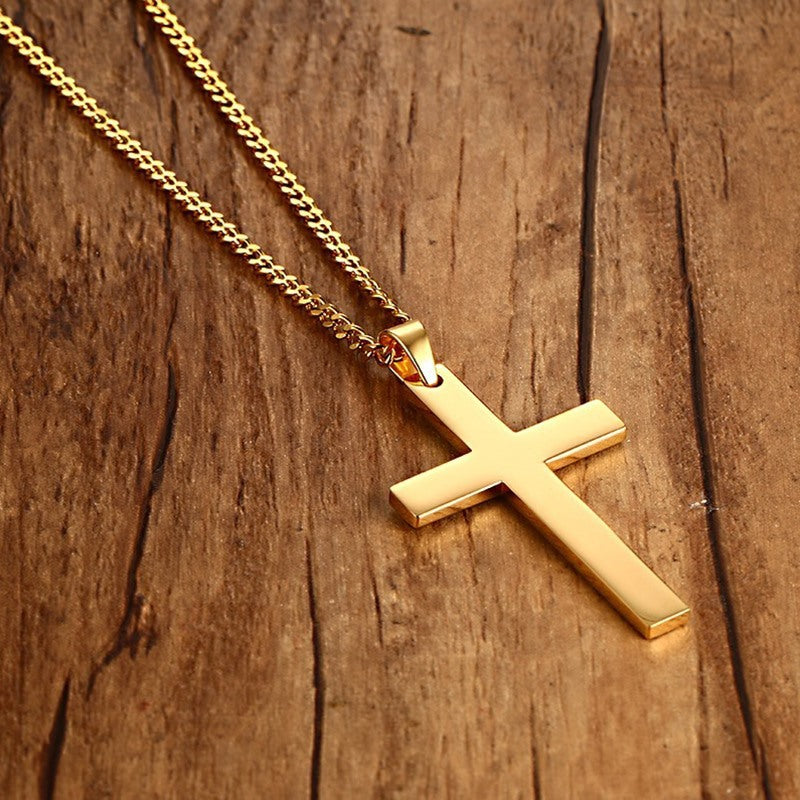 Stainless Steel Cross Pendant Gold Sweater Necklace Black Foreign Trade Accessories Jewellery Accessories Wholesale PN-572 Bijou'KAEL