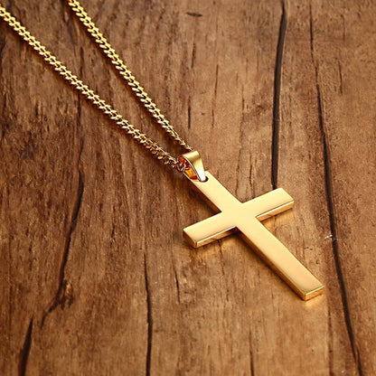 Stainless Steel Cross Pendant Gold Sweater Necklace Black Foreign Trade Accessories Jewellery Accessories Wholesale PN-572 Bijou'KAEL