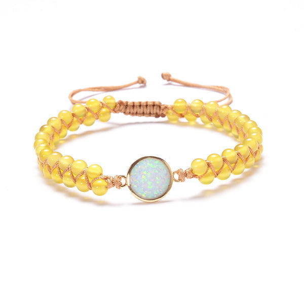 Stone Wrap Bracelets Femme Amethysts Opal String Braided Yoga Friendship Bracelet Bangle Bohemian Jewellery Bijou'KAEL