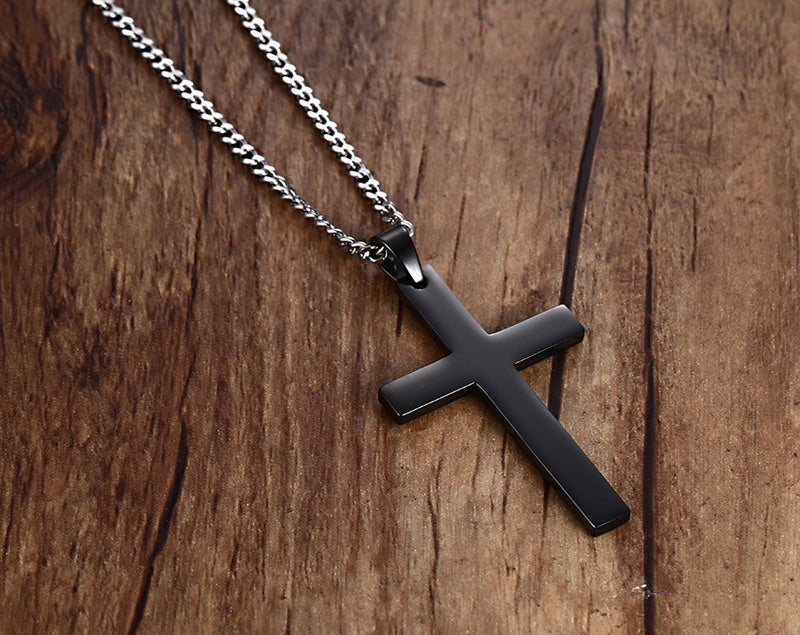 Stainless Steel Cross Pendant Gold Sweater Necklace Black Foreign Trade Accessories Jewellery Accessories Wholesale PN-572 Bijou'KAEL
