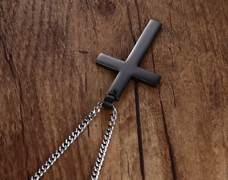 Stainless Steel Cross Pendant Gold Sweater Necklace Black Foreign Trade Accessories Jewellery Accessories Wholesale PN-572 Bijou'KAEL