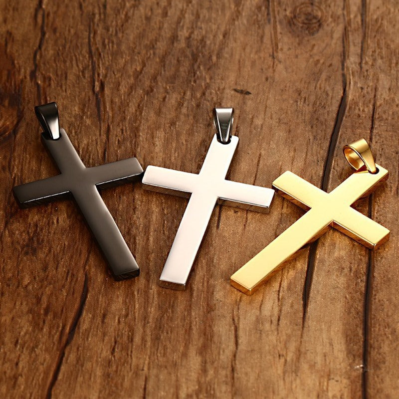 Stainless Steel Cross Pendant Gold Sweater Necklace Black Foreign Trade Accessories Jewellery Accessories Wholesale PN-572 Bijou'KAEL