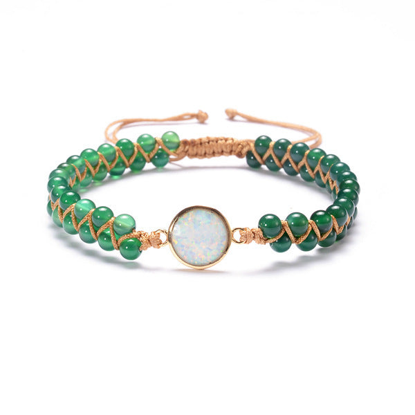 Stone Wrap Bracelets Femme Amethysts Opal String Braided Yoga Friendship Bracelet Bangle Bohemian Jewellery Bijou'KAEL