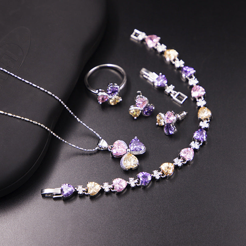 Clover Zircon Diamond Jewellery Set Women Bijou'KAEL