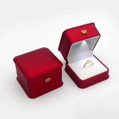 Led Jewelry Ring Box with Llight Luxury Crown Earrings Pendant Storage Display Proposal Wedding Gift Box Jewelry Organizer Box